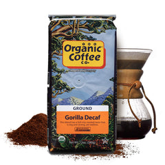 SAN FRANCISCO BAY brewed Gorilla decaf in French press illustrating rich cup and body