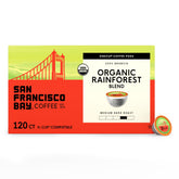 SAN FRANCISCO BAY front packaging showing 120-count pods and brand benefit of convenience