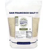 San Francisco Salt Company front-of-bag showing 2 lb coarse grey sea salt benefit: generous supply
