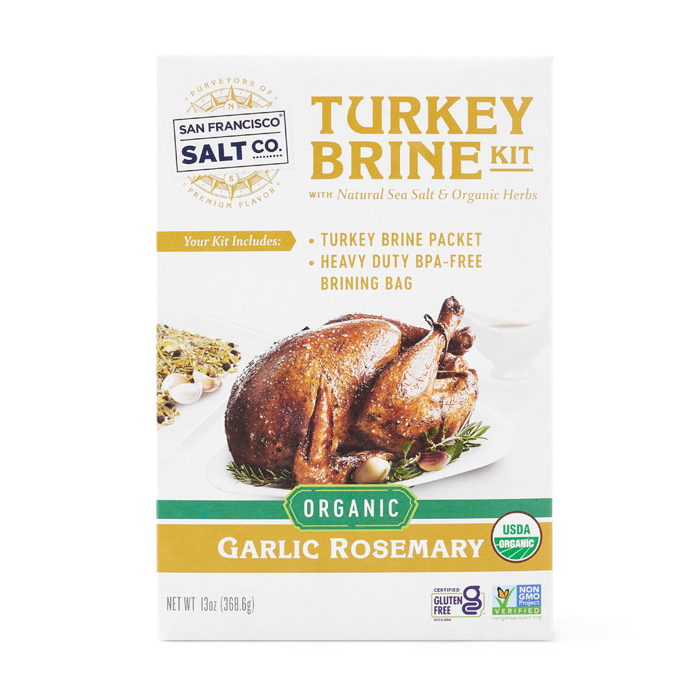San Francisco Salt Company front packaging showing organic garlic rosemary kit benefits