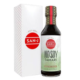 San-J front bottle shot showing product and easy pouring benefit
