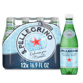 San Pellegrino front pack showing twelve plastic bottles and Italian branding benefit portability