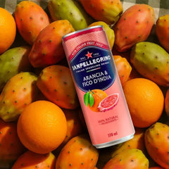 San Pellegrino prickly pear bottle neck and bubbles showing refreshing fizz
