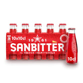 Sanbittèr front packaging showing the 10 x 10cl bottles and Italian branding for easy serving