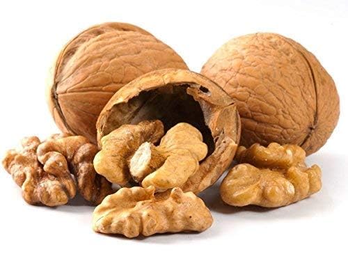 Sanmac Farms front packaging of 5 lb whole walnuts showing product label and storage benefit