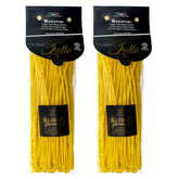 Sanniti packaging front view showing imported gluten free bucatini and Italian origin benefit