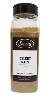 Sanniti front packaging showing 35 ounce celery salt for bulk use