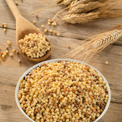 Sanniti fregola served in sauce bowl illustrating sauce retention benefit
