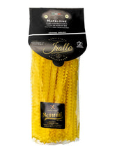 Sanniti front packaging showing gluten free Mafaldine and Italian origin benefits