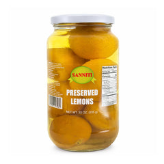 Sanniti jar of whole preserved lemons front view showing pantry-ready benefit