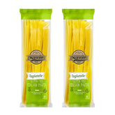 Sanniti tagliatelle front packaging showing two-pack and gluten-free benefit