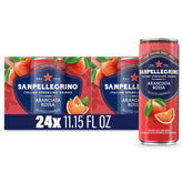 San Pellegrino front packaging showing bold blood orange branding and refreshment
