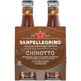 San Pellegrino Chinotto front packaging showing four bottles, highlighting convenience
