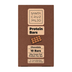 Santa Cruz Paleo front packaging showing chocolate bar and 10-pack convenience