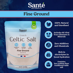 Sante Naturelle grey coarse salt closeup displaying crystals for crunch and finish