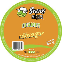 Sapo's Miches front label showing mango chamoy appeal and brand trust