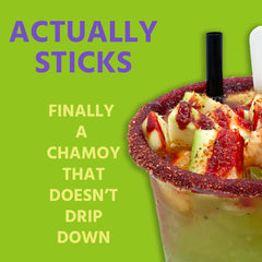 Sapo's Miches rimmed michelada glass highlighting bright mango flavor presentation