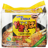 Sapporo Ichiban front packaging showing five-count yakisoba pack, convenient quick meal