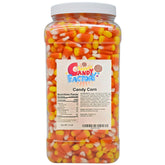 Sarah's Candy Factory jar front packaging shows colorful candy corn, ideal for parties