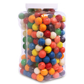 Sarah's Candy Factory clear jar front view showing assorted gumballs and vibrant display benefit
