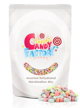 Sarah's Candy Factory front of bag showing colorful marshmallow bits and resealable feature