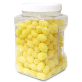 Sarah's Candy Factory jar front view showing 3 lb lemon drops and resealable lid for convenience