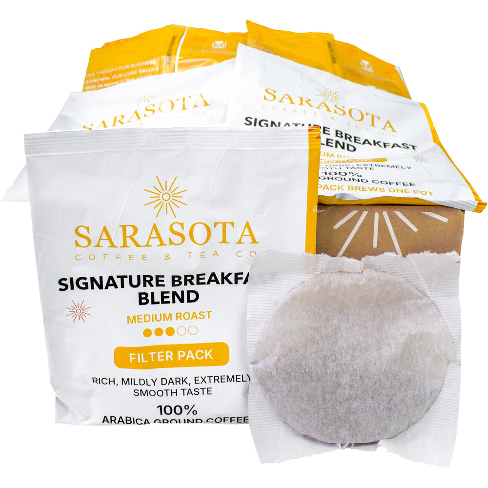 SARASOTA COFFEE & TEA CO. front packaging view showing 40-count convenience