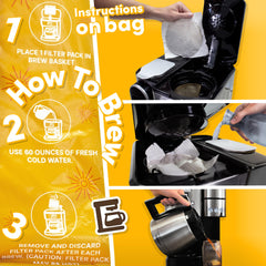SARASOTA COFFEE & TEA CO. filter pack brewing in 10–12 cup drip machine