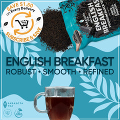 SARASOTA COFFEE & TEA CO. loose-leaf close-up displaying whole-leaf quality