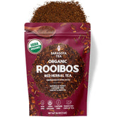 SARASOTA COFFEE & TEA CO. front packaging showing 1 lb organic rooibos for pantry convenience