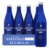 Saratoga front packaging cobalt blue bottle shows premium look and easy serving