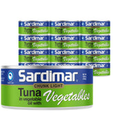 Sardimar front packaging showing pack of 12 and vegetables benefits convenience
