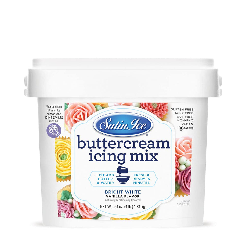 Satin Ice front packaging showing 4 lb bag for reliable frosting supply