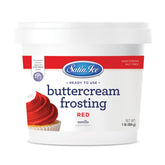 Satin Ice red buttercream front pail showing product and convenience