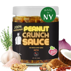 SAUCE UP NYC front jar view showing bold label and chunky peanut texture benefit