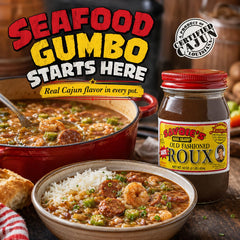 Savoie's roux blended into a seafood gumbo, boosting color and savory depth
