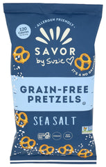 Savor By Susie front box packaging showing four 6.5oz bags and branding benefit