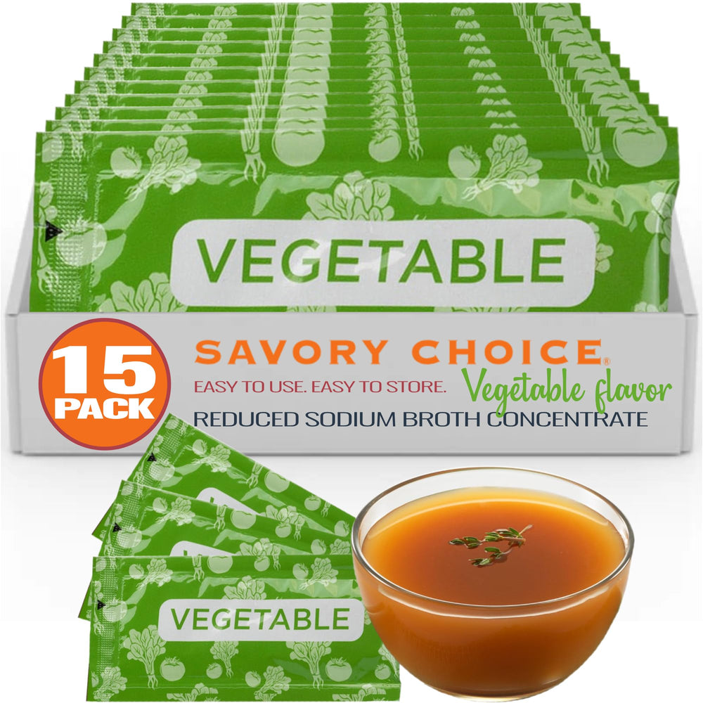 SAVORY CHOICE packet front showing brand and reduced sodium labeling for clarity