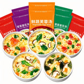 SBUVSBU front pack showing 10-count assorted instant soup pouches and flavors