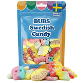 Scandylicious Bubs front packaging showing colorful gummy mix and brand