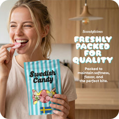 Scandylicious open bag showing candy for easy sharing benefit