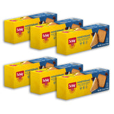 Schär front packaging showing six-pack and gluten-free label for convenient snacking