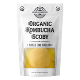 Scoby Kombucha front pouch packaging showing included SCOBY and starter tea benefit: ready-to-brew