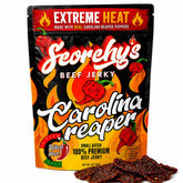 Scorchy's front packaging showing bold heat and premium beef benefit