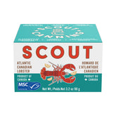 Scout front packaging showing 3.1 oz pouch and clear lobster branding, easy grab-and-go