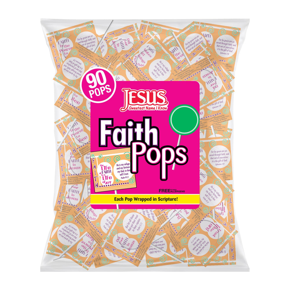 Scripture Candy front packaging showing 100-piece bag, ideal for events