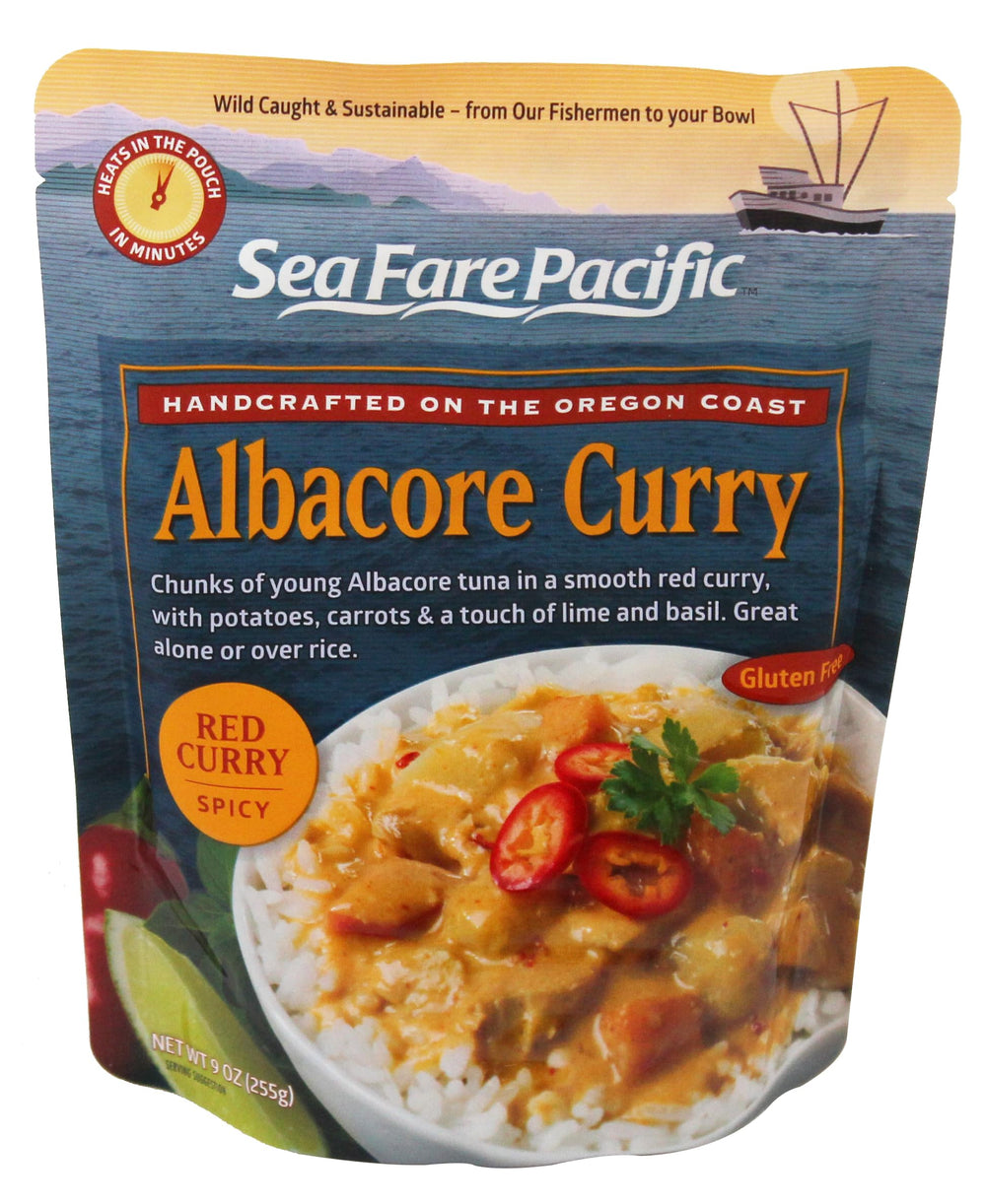 Sea Fare Pacific front packaging of albacore red curry showing ready-to-heat convenience