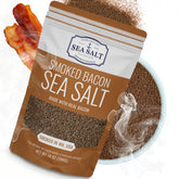 Sea Salt Superstore front jar showing label and 14 oz size, highlights gourmet quality