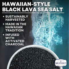 Sea Salt Superstore close-up of coarse black lava crystals highlighting texture