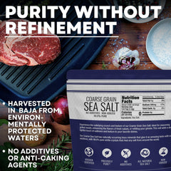 Sea Salt Superstore sprinkled on steak giving visible crunch and flavor boost